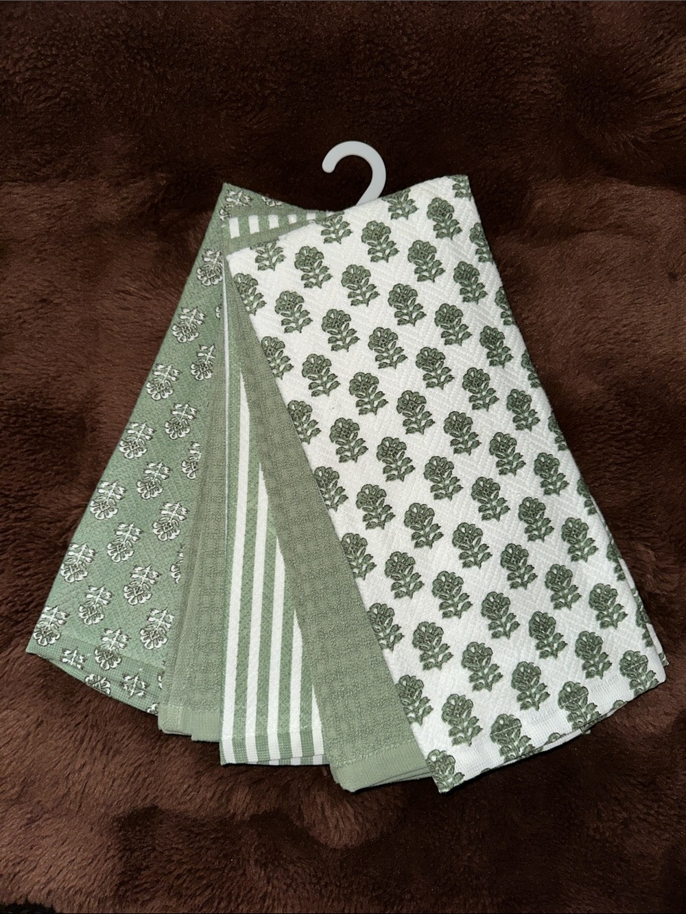 Block print floral kitchen towel set of 5